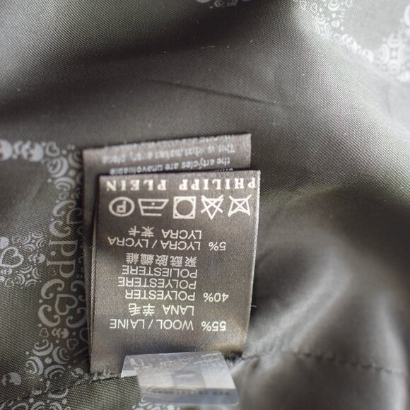 Philipp Plein Couture Black Tailored Blazer Crystal Embellished Skull Back sz L - Picture 12 of 12
